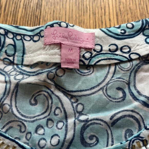 Lilly Pulitzer Sarah Tunic Dress Beaded Jeweled Neck Line Sleeves M Pale Blue - Picture 3 of 11